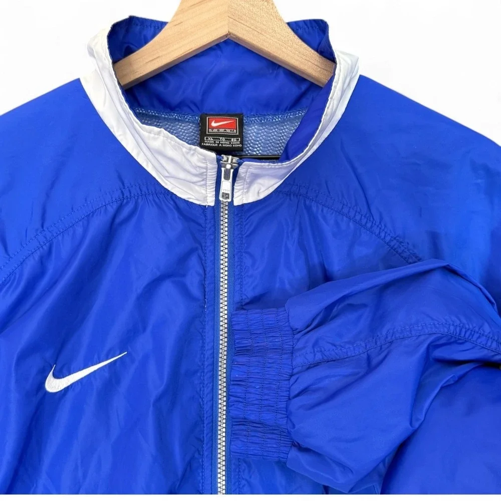 VTG Nike Team Windbreaker Jacket Full Zip Blue White 90s Colorblock Retro Men XL